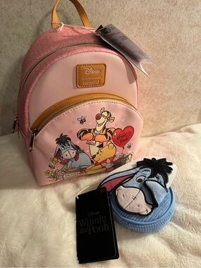 Disney Pink Winnie the Pooh Mini Backpack with Eeyore Coin Pouch Bundle Deal.